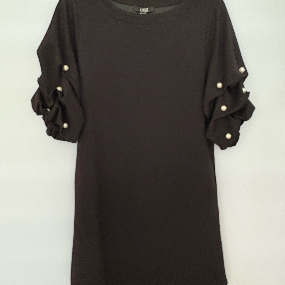 Elegant Black Lior Dress with Pearl Accents